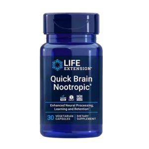 Life Extension Quick Brain Nootropic – Enhanced Neural Processing, Learning &amp; Retention Dietary Supplement | 30 Vegetarian Capsules