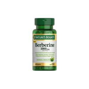 Nature's Bounty Berberine 1000mg - Supports Heart Health, Cholesterol &amp; Blood Sugar Levels - 60 Herbal Capsules