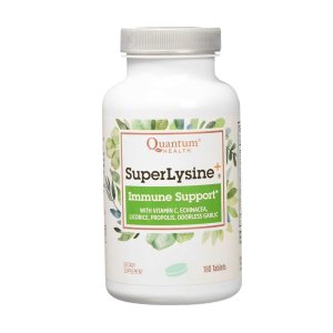 Quantum Health Super Lysine Immune Support with Vitamin C, Echinacea, Licorice, Propolis &amp; Odorless Garlic, 180 Tablets