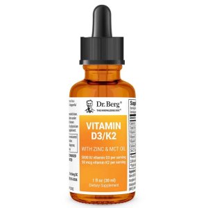 Dr. Berg D3 &amp; K2 with Zinc &amp; MCT Oil – 5000 IU Vitamin D3 + 50 Mcg K2