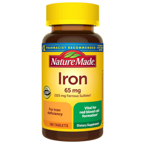 Nature Made Iron 65mg (325mg Ferrous Sulfate) - 180 Tablets | Supports Red Blood Cell Formation &amp; Iron Deficiency