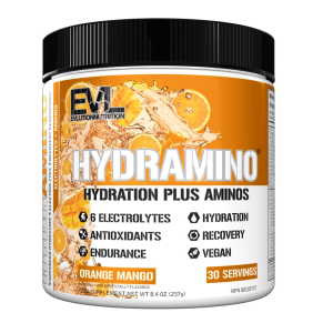 Evlution Nutrition Hydramino Hydration Plus Aminos – Electrolytes, Antioxidants &amp; Endurance Support | Mango Flavor | 30 Servings