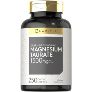 Carlyle Chelated &amp; Buffered Magnesium Taurate 1500mg – 250 Coated Caplets