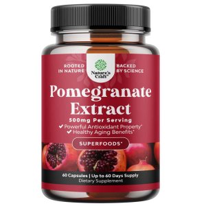 Nature's Craft Pomegranate Extract – 500mg per Serving | 60 Capsules | Antioxidant-Rich Superfood for Healthy Aging