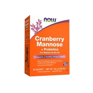 Now Foods Cranberry Mannose + Probiotics – Urinary Tract &amp; Microbial Balance Support with 10 Probiotic Strains – 24 Packets / 144 G – Vegan