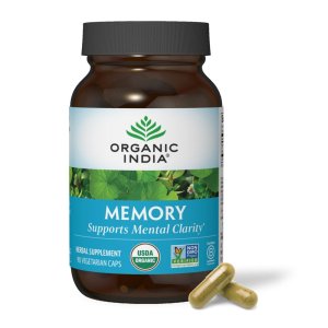 ORGANIC INDIA Memory – Mental Clarity &amp; Cognitive Support | 90 Vegetarian Capsules, USDA Organic