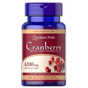 Puritan's Pride Cranberry Fruit Concentrate 4200mg with Vitamin C &amp; E – 100 Rapid Release Softgels
