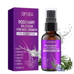 Gifbea Biotin Rosemary Oil Serum for Hair Growth – Hair Treatment for All Hair Types with Castor Oil, Argan Oil, Keratin &amp; Caffeine – 30ml