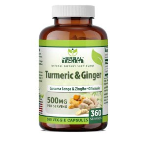Herbal Secrets Turmeric &amp; Ginger (curcuma Longa &amp; Zingiber Officinale) 500 Mg 360 Veggie Capsules