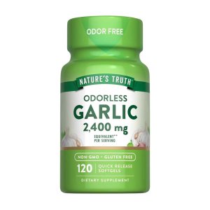 Nature's Truth Odorless Garlic 2400 Mg, Non-Gmo, Gluten-Free, 120 Quick Release Softgels – Supports Heart Health &amp; Immune Function