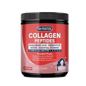 Dr. Foster Collagen Peptides with Hyaluronic Acid, Probiotics, Biotin &amp; Essential Vitamins Supports Hair, Skin, Nails, Bone Health, Joint Strength &amp; Gut Function | 5 Types of Collagen (Type I, II, III, V, X) | 500g (11lb)