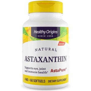 Healthy Origins Natural Astaxanthin 4mg - AstaPure® Antioxidant for Eye, Joint &amp; Immune Support