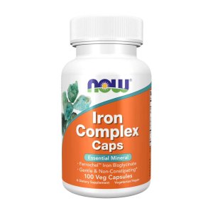 Now Foods Iron Complex – Gentle &amp; Non-Constipating Iron Bisglycinate – 100 Veg Capsules
