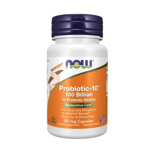 Now Foods Probiotic-10™ 100 Billion – Restorative Care – 10 Probiotic Strains – Gut &amp; Intestinal Balance Support – 30 Veg Capsules