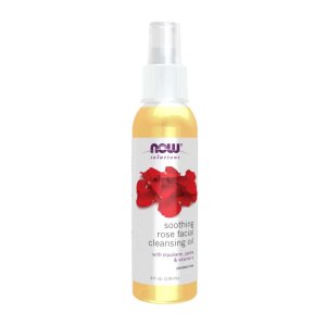 Now Foods Soothing Rose Facial Cleansing Oil – Gentle Botanical Blend with Rose &amp; Argan Oils – Makeup-Removing Face Cleanser – 118 M L