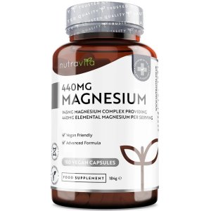 Nutravita 440 Mg Magnesium Citrate | 180 Capsules | Muscle, Nerve &amp; Bone Support