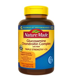 Nature Made Glucosamine Chondroitin Complex with MSM &amp; D3 – Triple Strength Joint &amp; Muscle Support | 120 Caplets