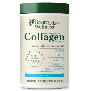 Great Lakes Wellness Collagen Peptides - Grass-Fed Bovine, 12g Per Serving, Vanilla Flavor - Skin, Hair, Nails, Joints &amp; Digestion Support