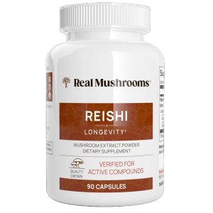 Real Mushrooms Reishi Longevity+ Mushroom Extract Capsules – 90 Capsules | Quality Grown &amp; Verified for Active Compounds