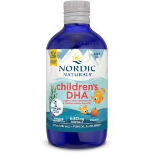 Nordic Naturals Children's DHA – Fish Oil for Brain, Eye &amp; Nerve Development | 530mg Omega-3s per Serving | 8 fl oz (237mL) Fish Oil Supplement