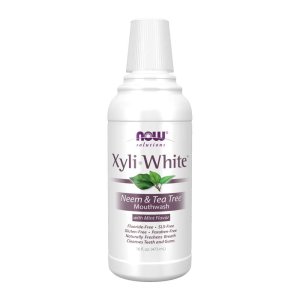 Now Foods Xyli White Neem &amp; Tea Tree Mouthwash – Mint Flavor – Fluoride-Free, Sls-Free – 16 Fl Oz (473 M L)