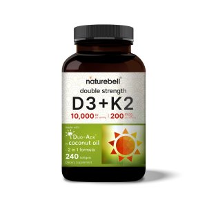 NatureBell Vitamin D3 K2 10,000 IU + 200mcg MK-7 240 Softgels