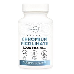 Type Zero Clean Chromium Picolinate 1,000mcg – Supports Healthy Metabolism Non-GMO &amp; Gluten-Free | 120 Tablets | 120 Servings | Dietary Supplement