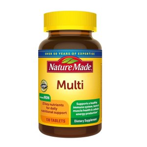 Nature Made Multi with Iron – Daily Nutritional Support for Immune, Bone, Muscle &amp; Energy Health 130 Tablets | Dietary Supplement | Over 50 Years of Expertise