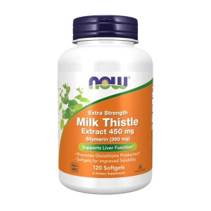 Now Foods Milk Thistle Extract 450 Mg Extra Strength – 360 Mg Silymarin for Liver Support &amp; Glutathione Production – 120 Softgels
