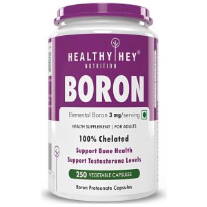 Healthy Hey Nutrition Boron Elemental 3mg – Bone Health &amp; Testosterone Support, 250 Vegetable Capsules