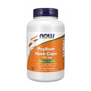 Now Foods Psyllium Husk 700 Mg – Fiber &amp; Gut Health with Apple Pectin – 180 Vegetarian Capsules