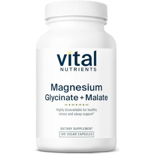 Vital Nutrients Magnesium Glycinate + Malate – Stress &amp; Sleep Support