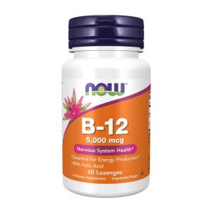 Now Foods B-12 5000 Mcg with Folic Acid – Energy &amp; Nerve Support – 60 Lozenges