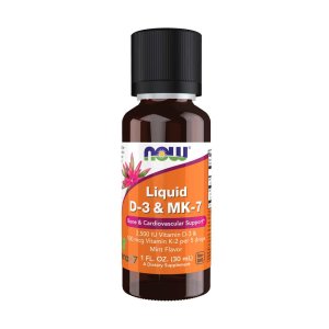 Now Foods Liquid D-3 &amp; Mk-7 – Vitamin D3 2,500 Iu with K2 100 Mcg – Mint Flavor – 30 M L Dropper