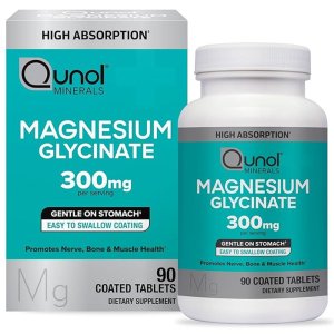 Qunol Magnesium Glycinate 300mg – Nerve &amp; Muscle Support, 90 Tablets