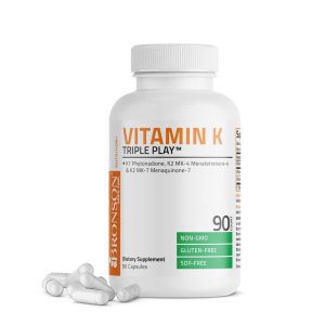 Bronson Vitamins Vitamin K Triple Play™ with K1 and K2 - 550 Mcg 90 Caps