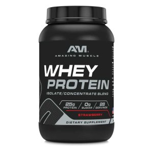 Amazing Muscle Whey Protein Isolate &amp; Concentrate Powder Strawberry Flavor