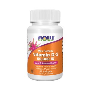 Now Foods Max Potency Vitamin D-3 50,000 Iu – Bone &amp; Immune Health – 12 Softgels