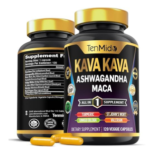 Kava Kava Root Supplement - 8in1 Formula - Combine with Ashwagandha, Maca, Turmeric, Ginkgo Biloba, St. John's Wort, Valerian &amp; Black Pepper