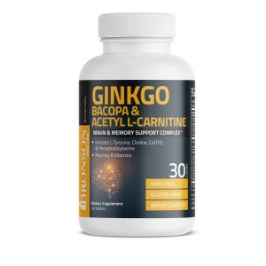 Bronson Vitamins Ginkgo, Bacopa &amp; Acetyl L-Carnitine 30 Tabs