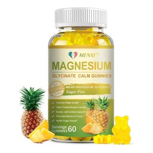MENXI Magnesium Glycinate Calm Gummies – Organic 400mg | Sugar-Free | Sleep, Muscle &amp; Joint Support | 60 Gummies